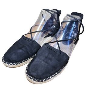 Eileen Fisher Suede Lace Up Espadrille Flat Jute Insole Round Toe Womens Sz 8.5